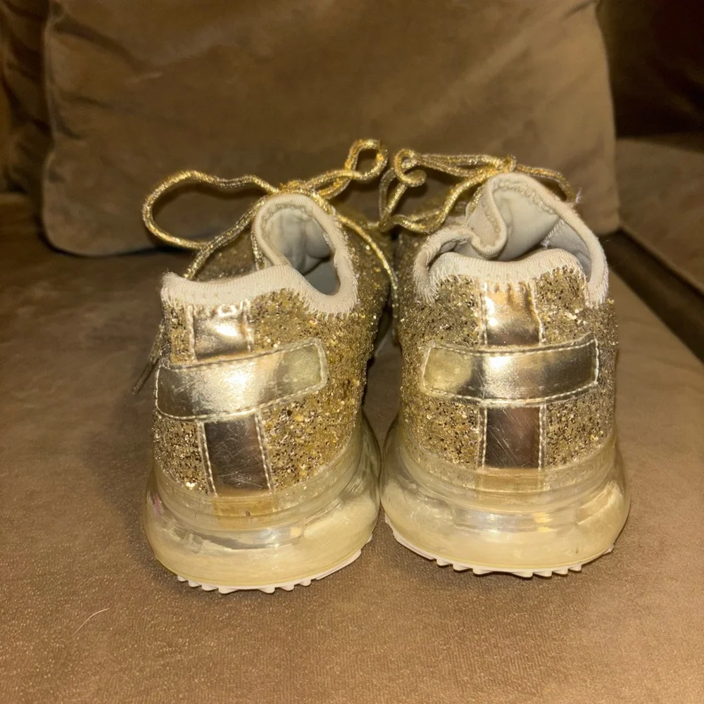 Gold Glitter Women's Sneakers- LaSheelah - Picture 4 of 5